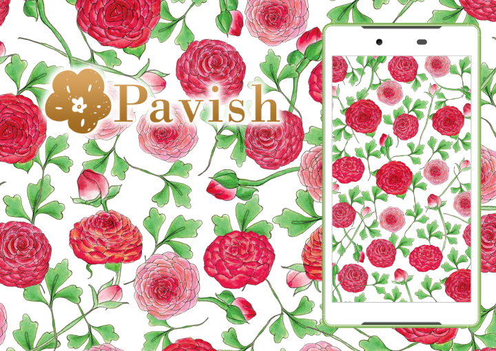 Sweet Red ラナンキュラスのパターン Liveux詳細ページ Pavish Pattern Cmn Detail Lux Set V02 312